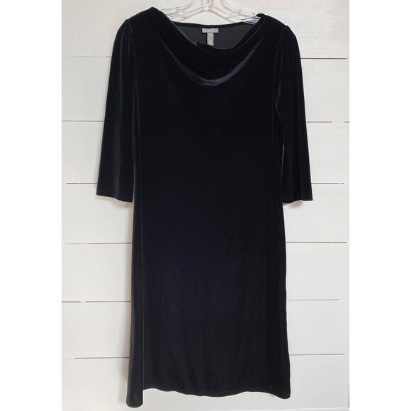 J. Jill Petites Elegant Black‎ Velvet Cowl Neck Drape Sheath dress - XSP NWT - Picture 3 of 9